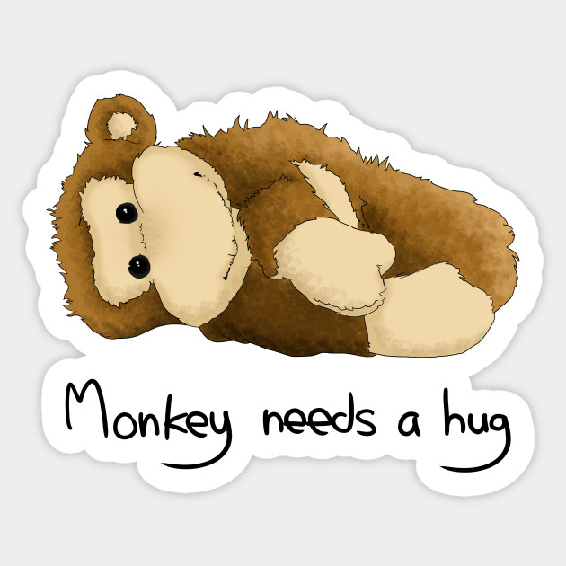 Monkey needs a hug Black Mirror Sticker TeePublic